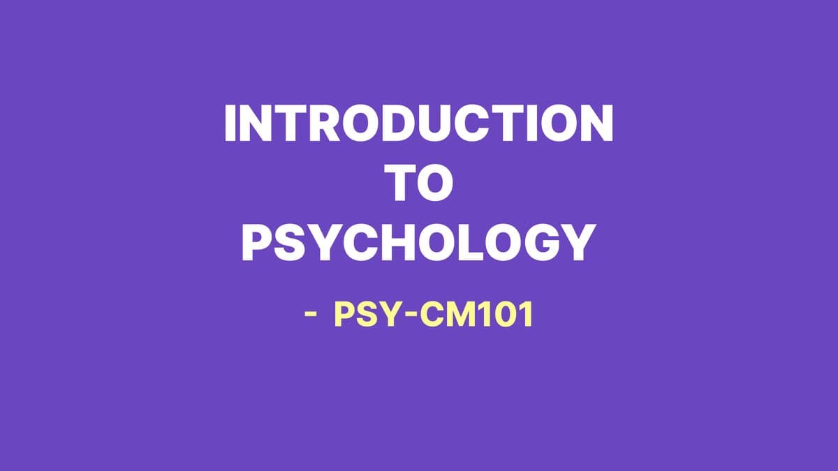 Introduction to Psychology